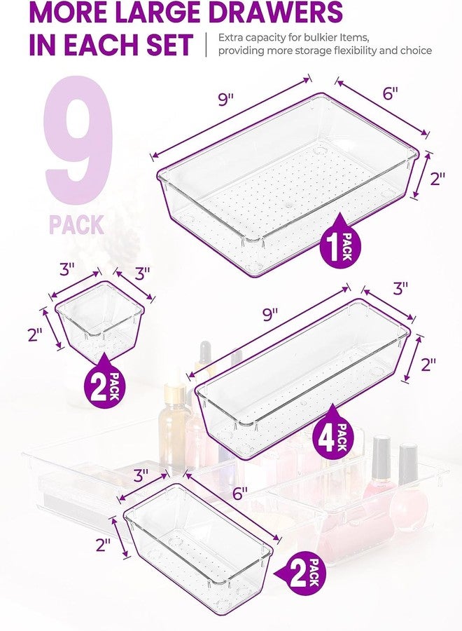 Kienlix Desk Drawer Organizer Trays Various Size Bathroom Organizer Storage Tray for Makeup, Jewelries, Utensils, Bedroom Dresser, Office and Kitchen (9 pc) - Image 2